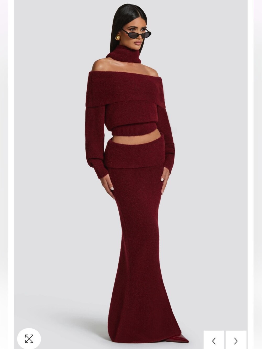Babyboo Fashion Burgundy Knit Skirt Set - Andie Top (L),Maxi Skirt (XL)